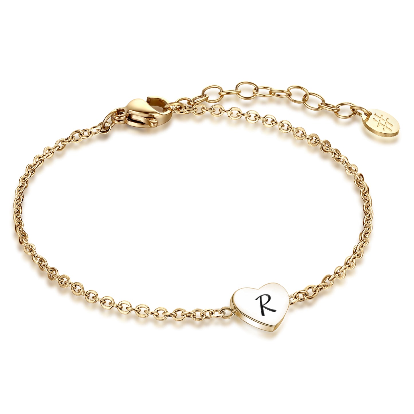 Bracciale Cuore Dorato Lettera