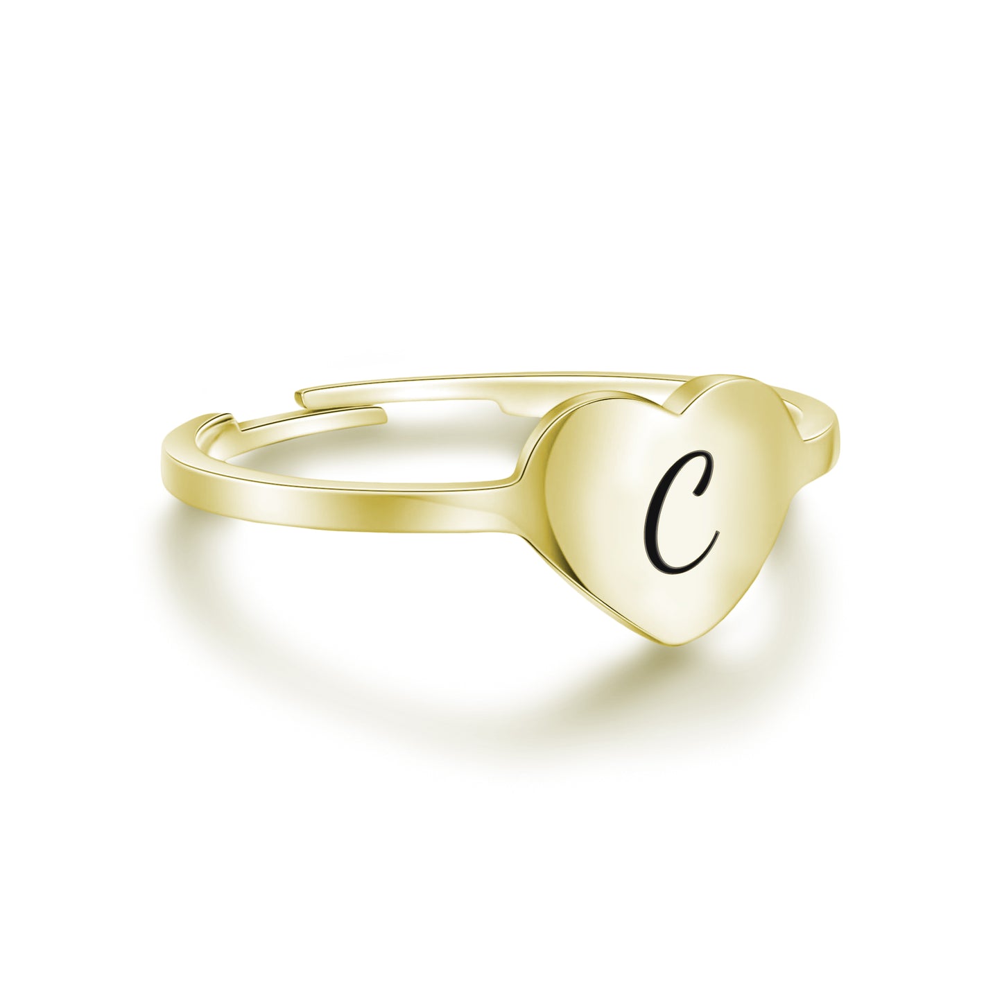 Anello Cuore Dorato Lettera