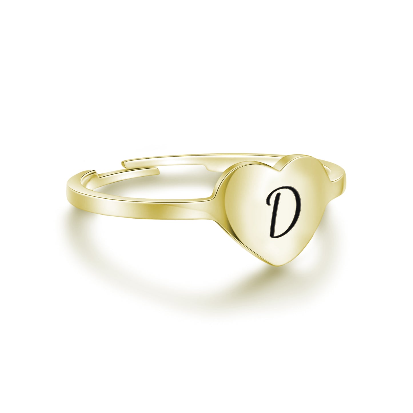 Anello Cuore Dorato Lettera