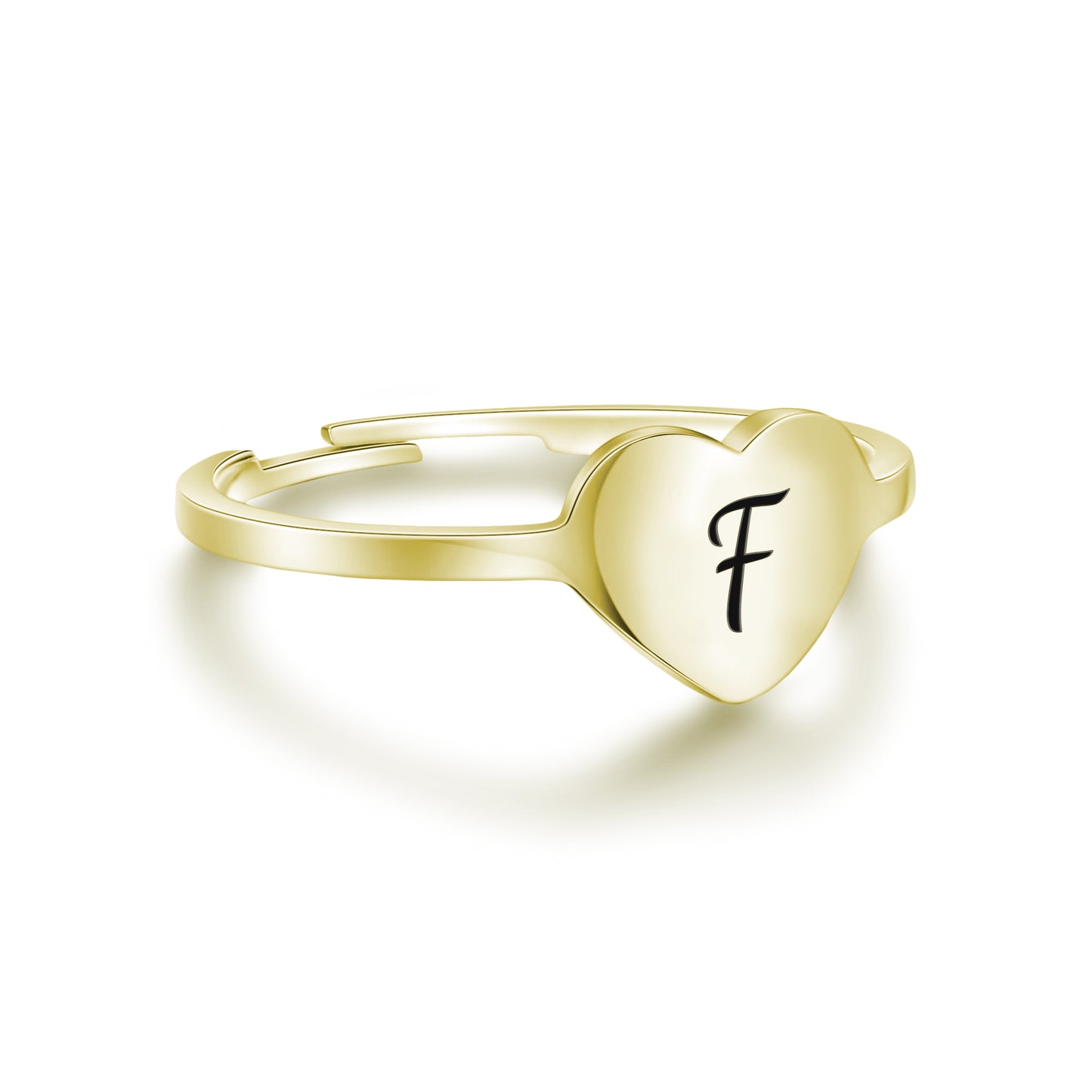 Anello Cuore Dorato Lettera