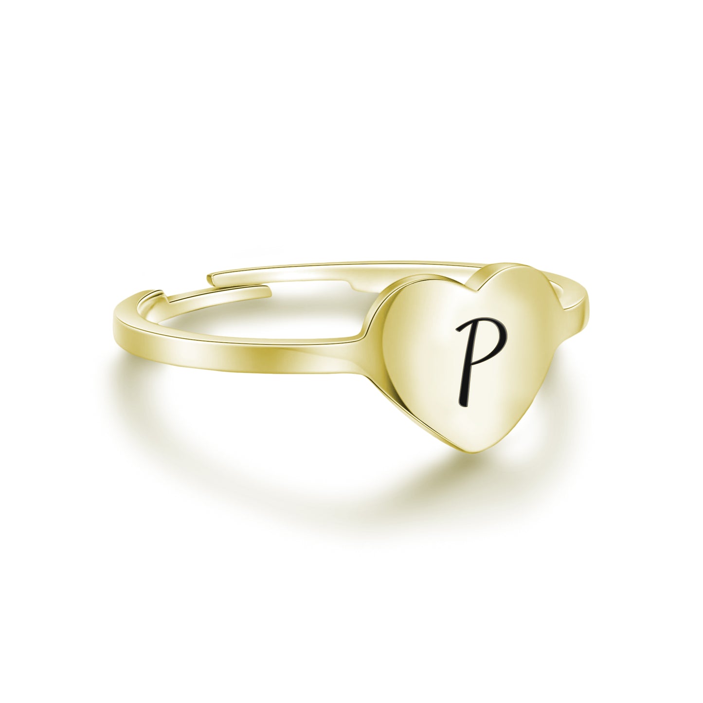 Anello Cuore Dorato Lettera
