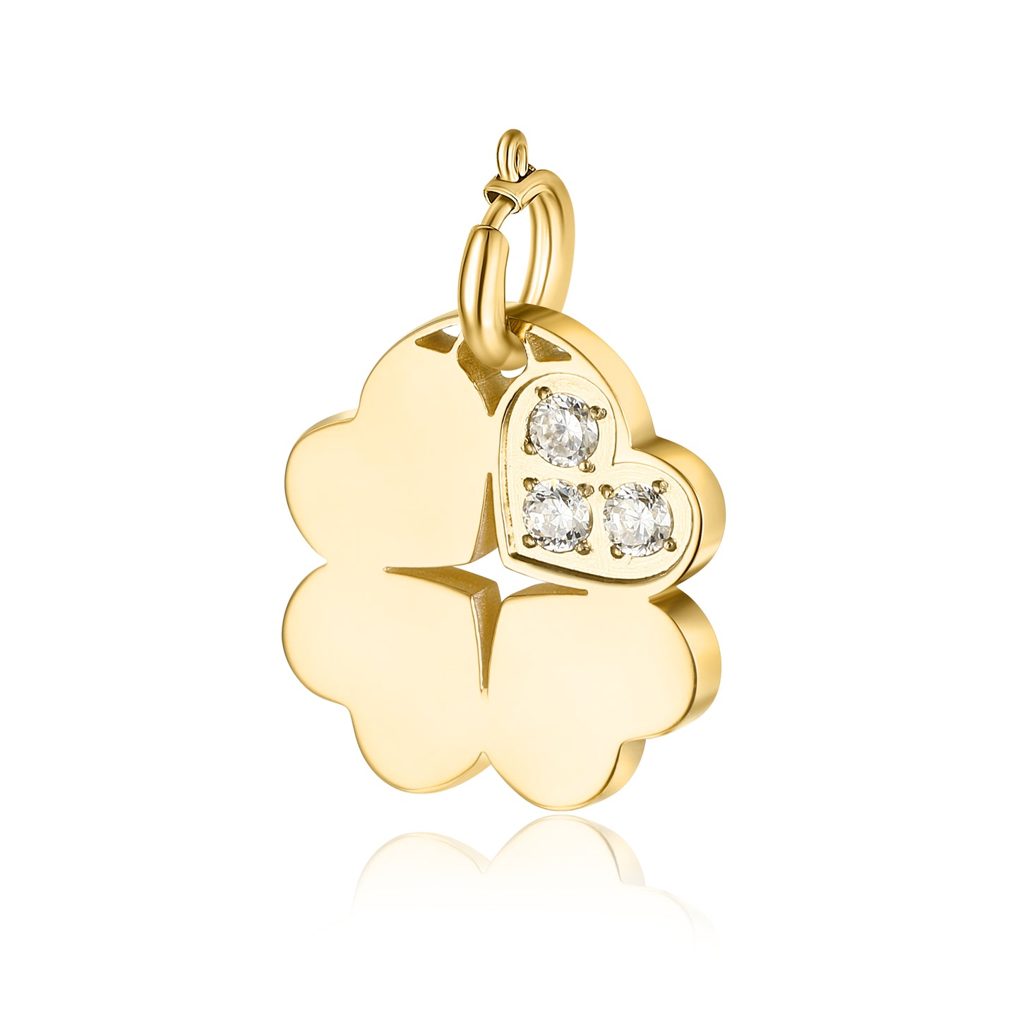 Charm Quadrifoglio con Cristalli Bianchi