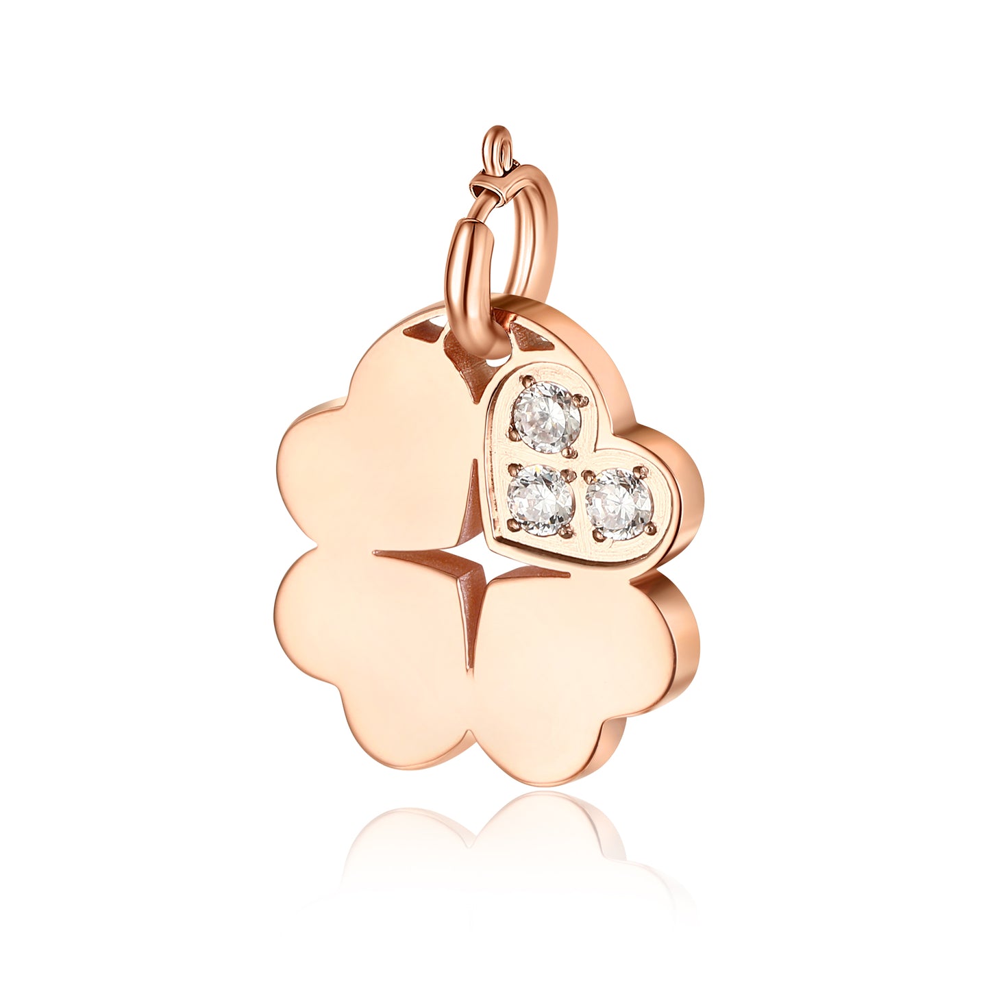 Charm Quadrifoglio con Cristalli Bianchi