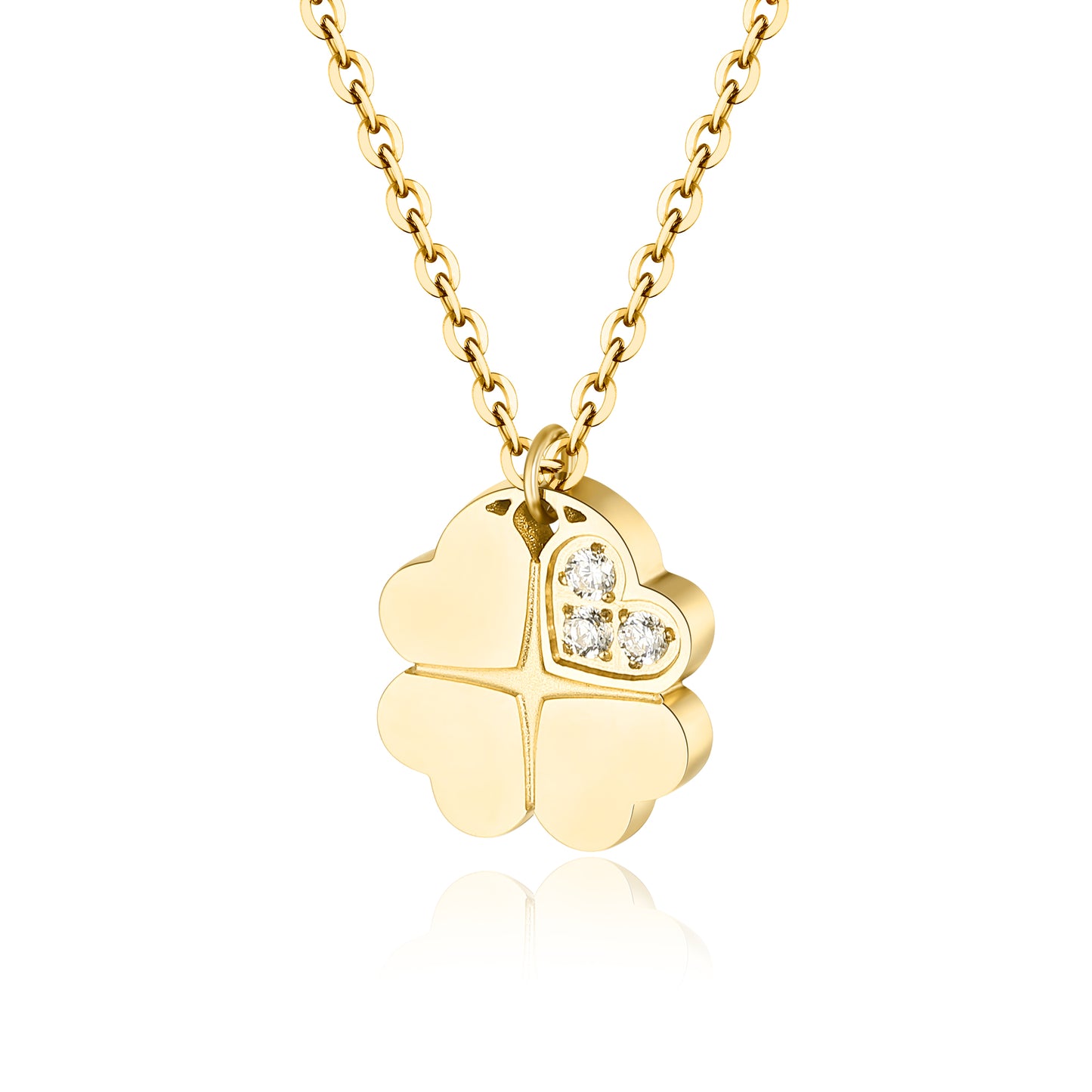 Collana Quadrifoglio con Cristalli Bianchi