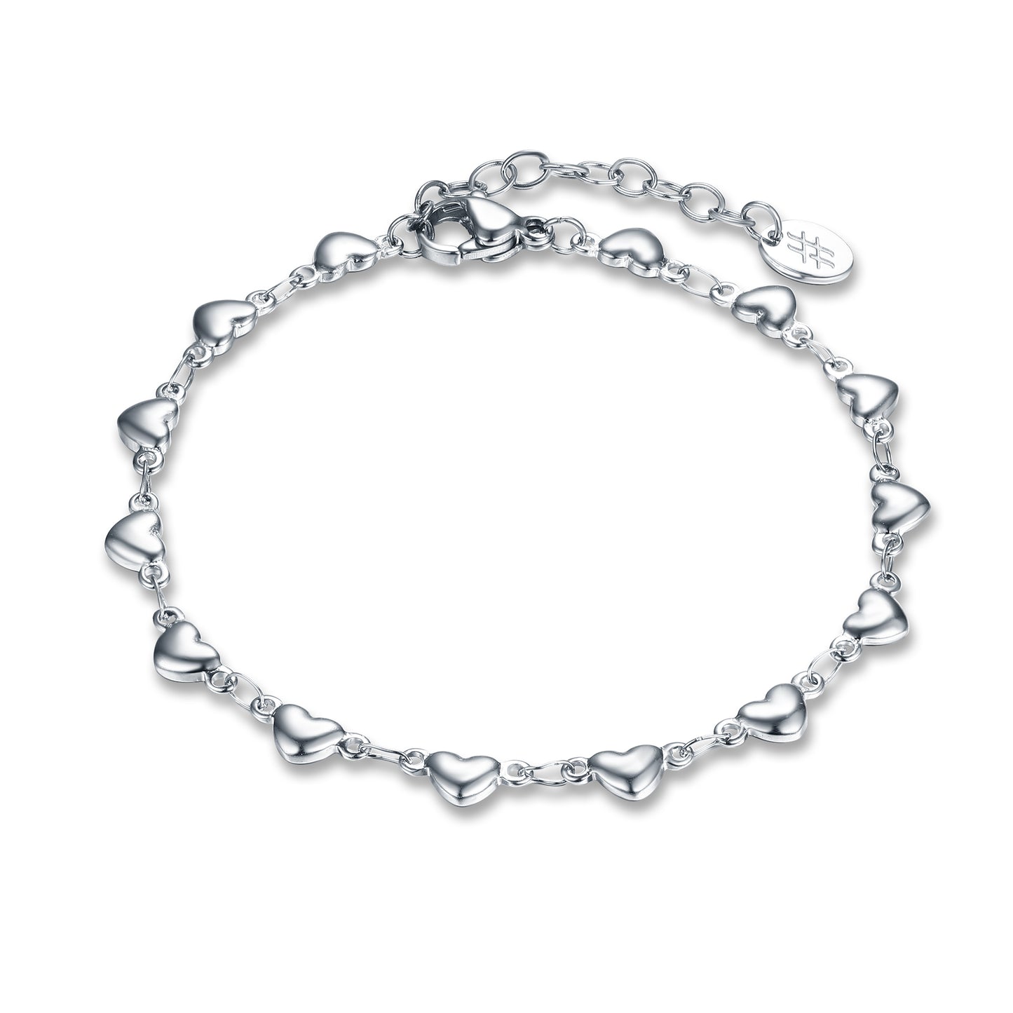 Bracciale Catena a Cuori Pieni