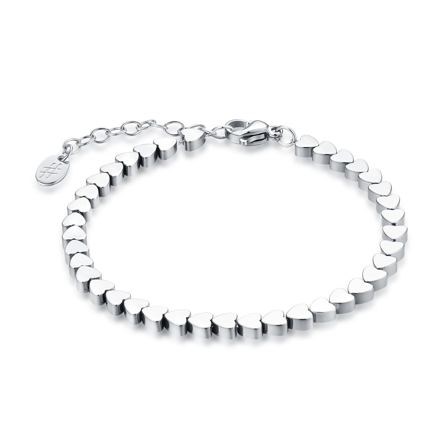 Bracciale Cuori in Ematite Rodiata