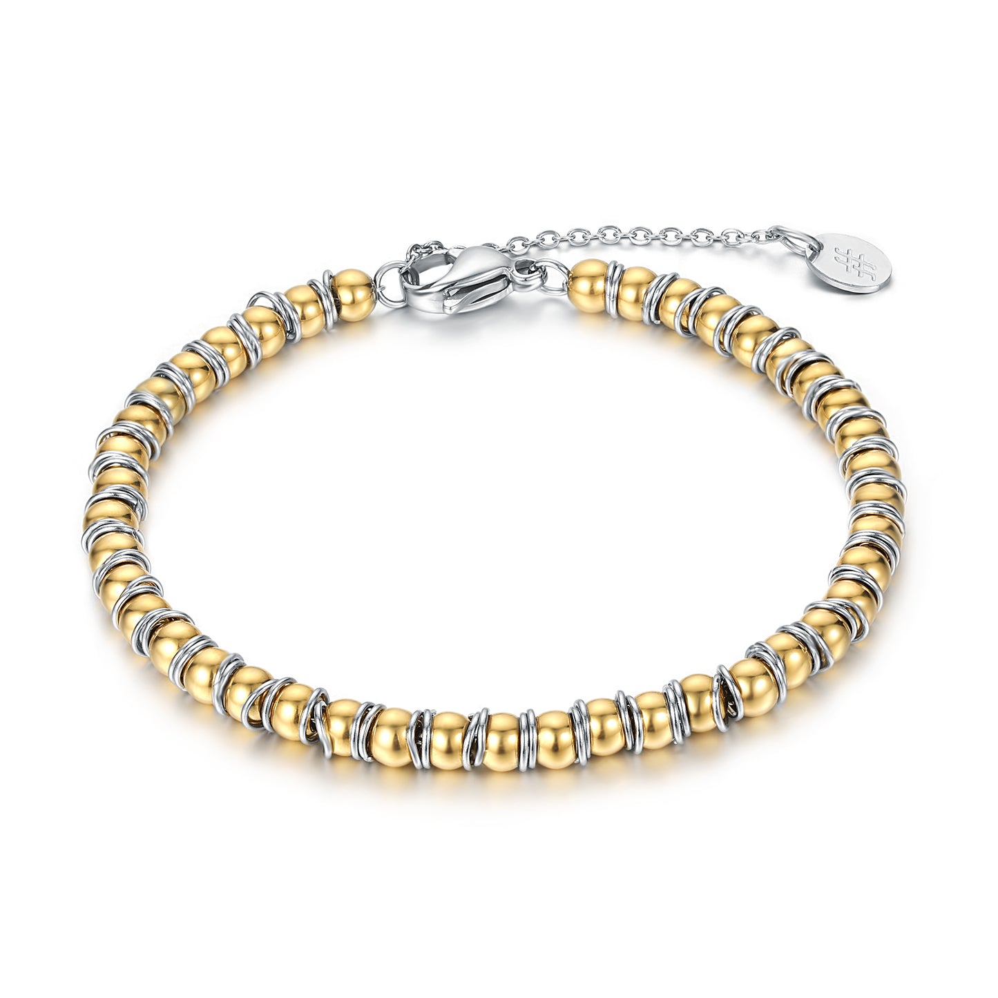 Bracciale con sfere ed anellini color Oro