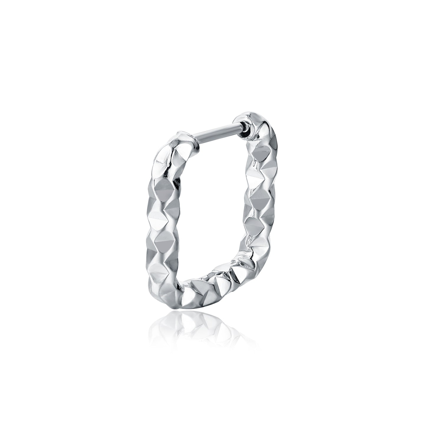 Orecchino Singolo Scattino Quadrato Diamantato Acciaio