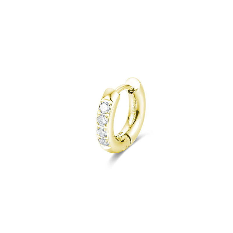 Orecchino Singolo Scattino Bombato Cristalli 14 mm pvd oro