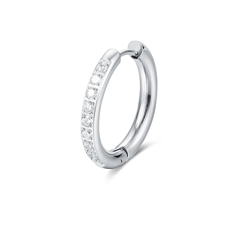 Orecchino Singolo Scattino Bombato Cristalli 22 mm