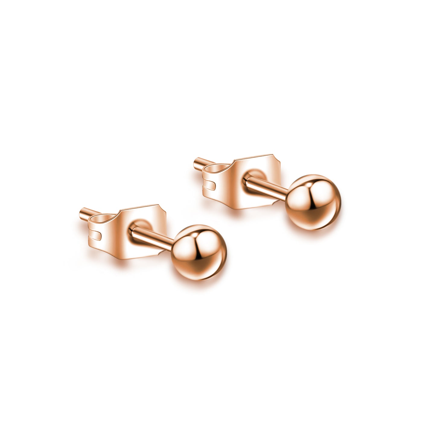 Coppia orecchini sfera diametro 3mm rosè
