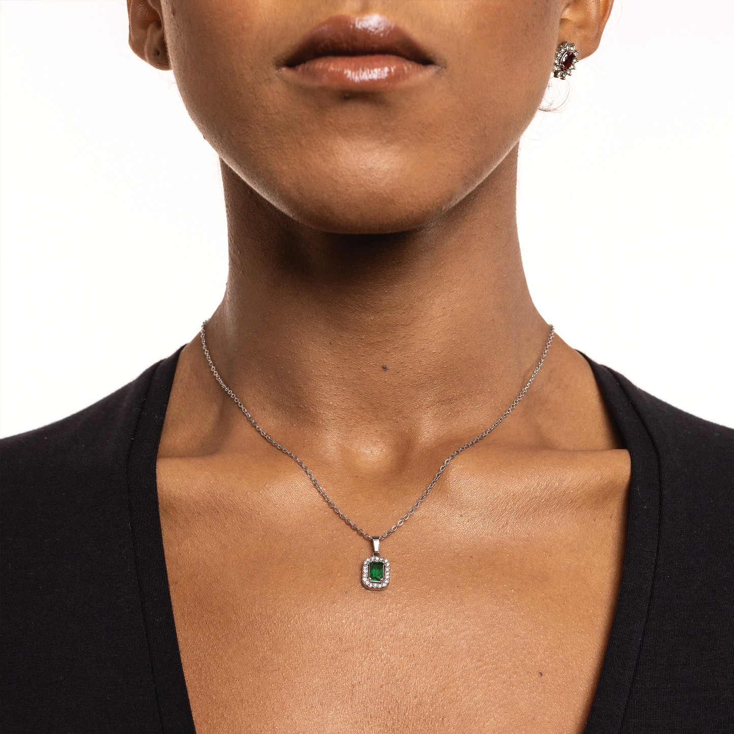 Collana Cristallo Rettangolare Verde