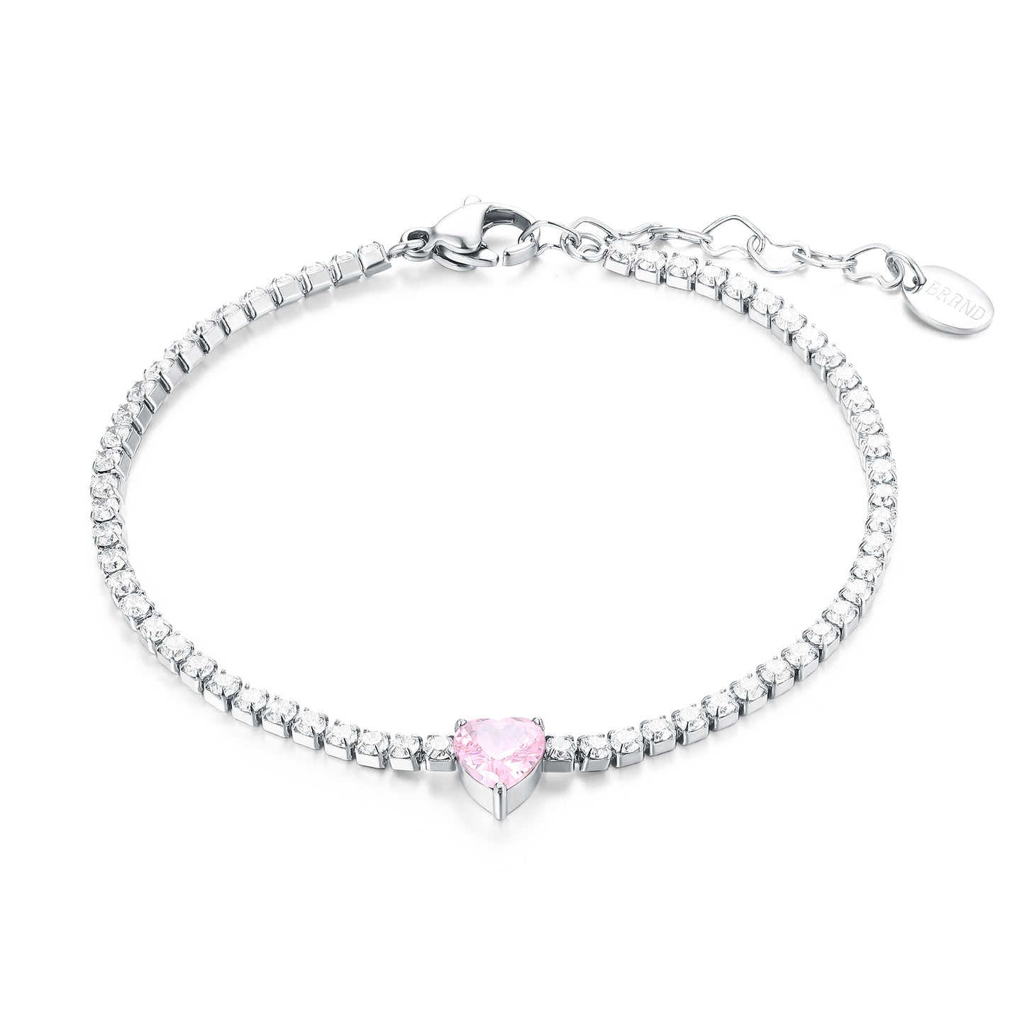 BRACCIALE TENNIS CUORE ROSA