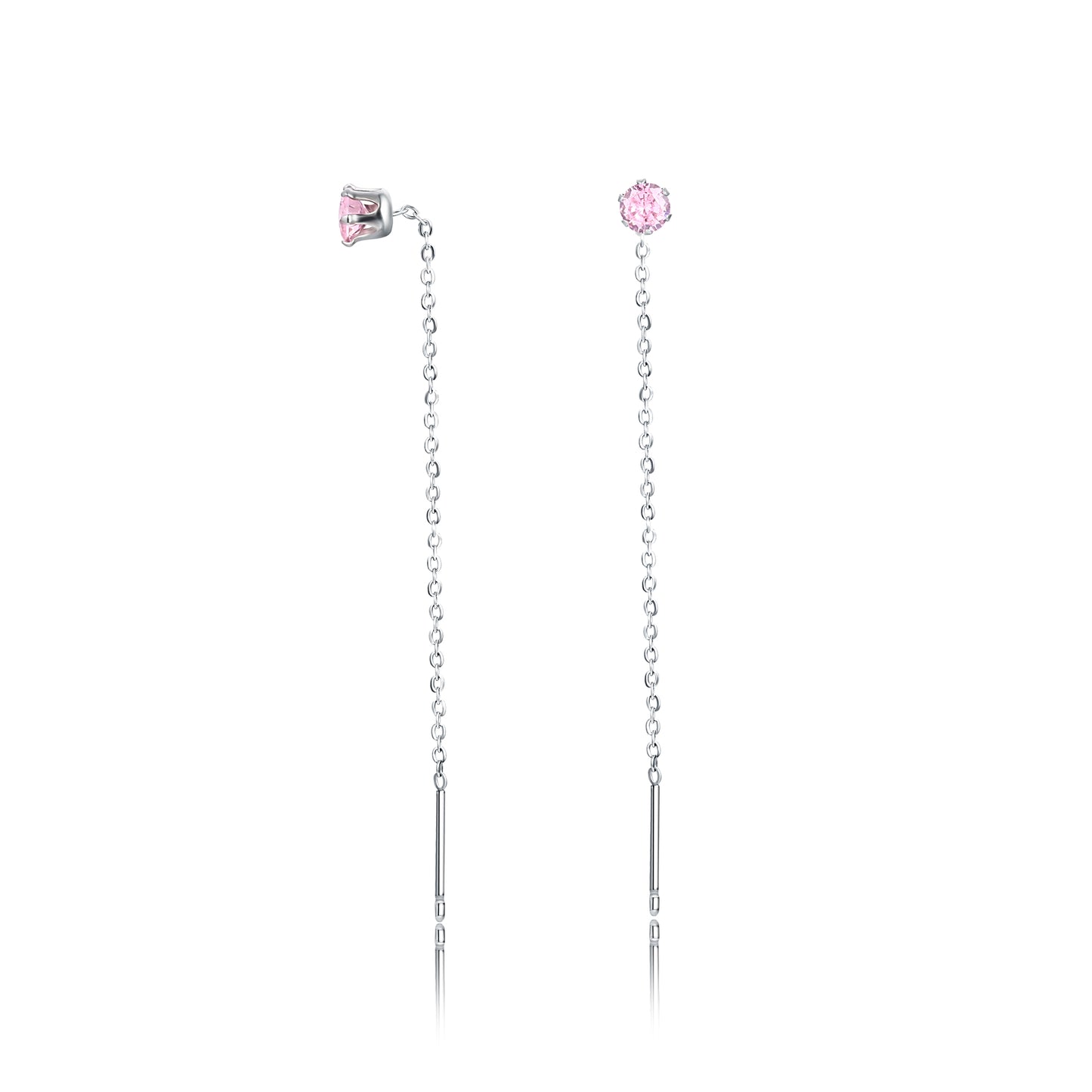 Coppia di Orecchini Saliscendi Rosa