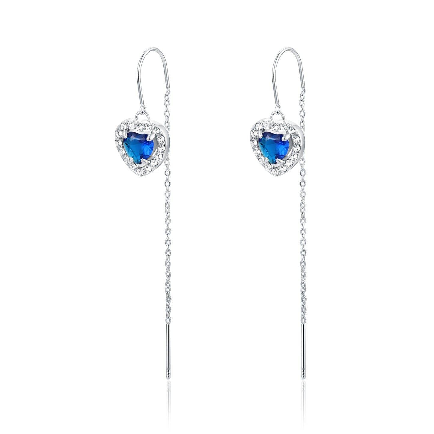 Orecchini Saliscendi Cuore Blu