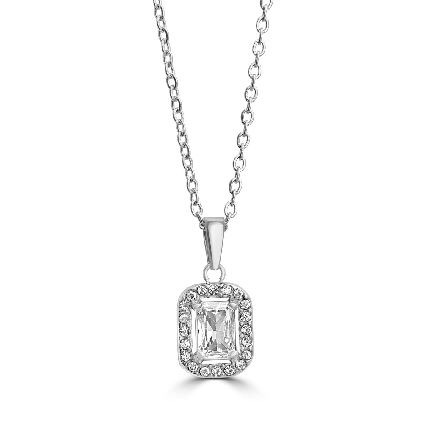 Collana Cristallo Rettangolare Bianco