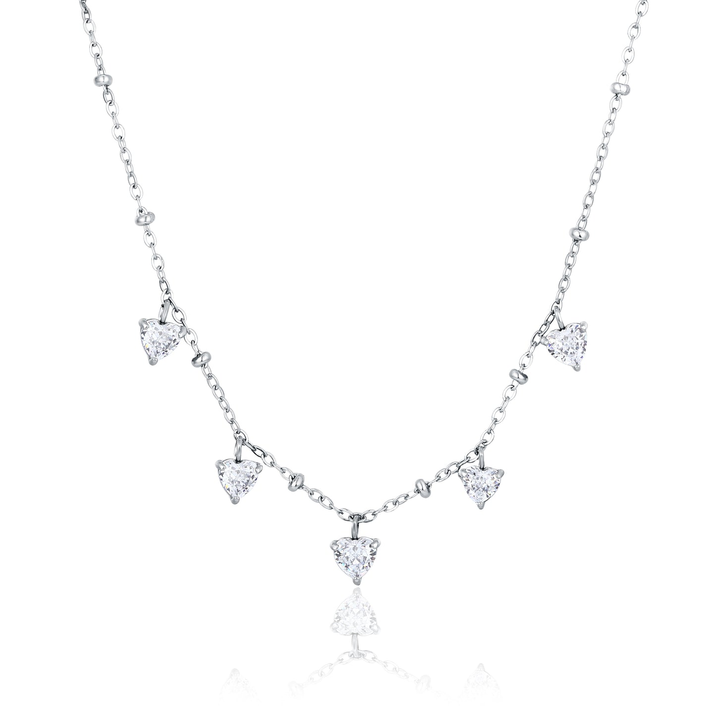 Collana Cristalli Cuori Pendenti Bianchi