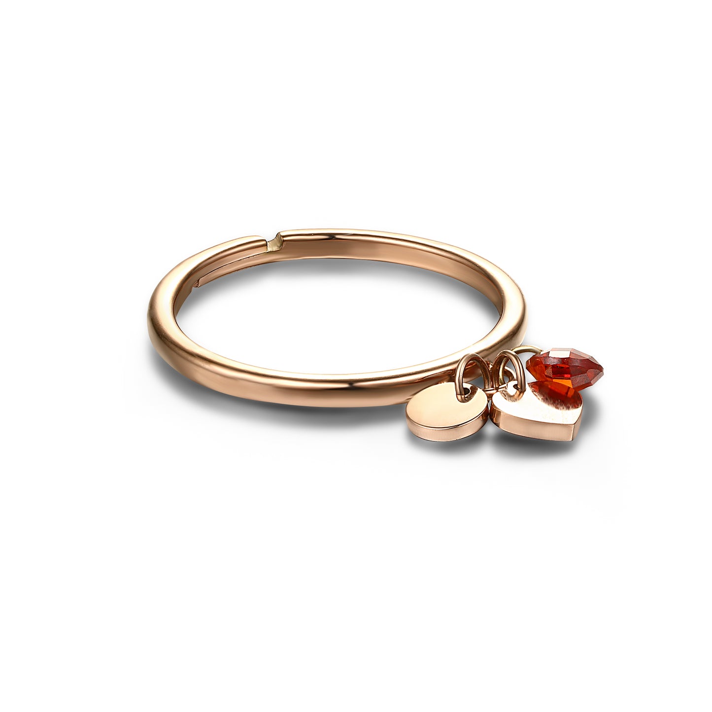 Anello Cuori Rosè e Cristalli Rossi