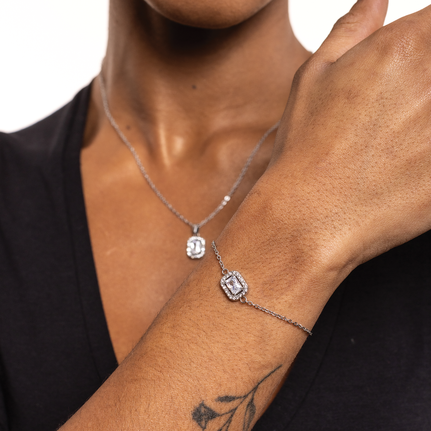 Bracciale Cristallo Rettangolare Bianco