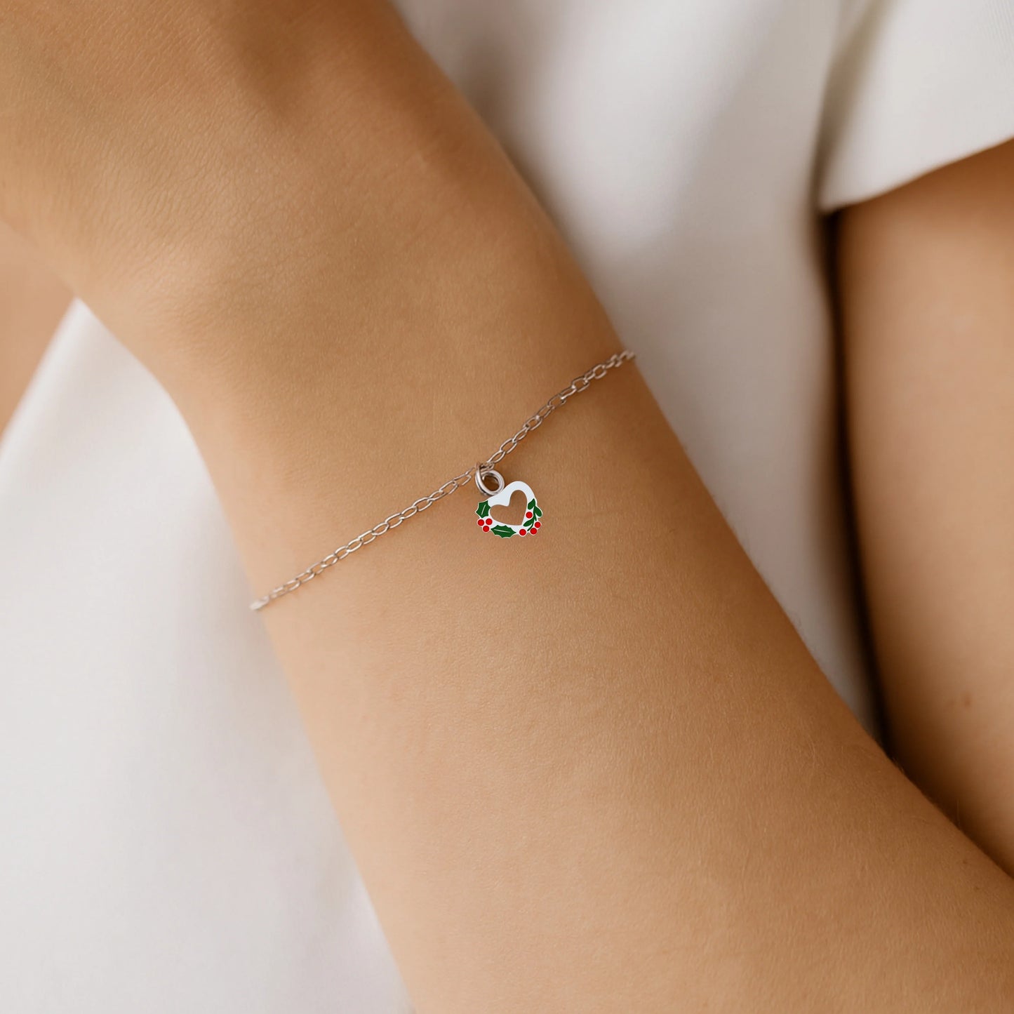 Mini Charm Cuore con Ghirlanda Natalizia