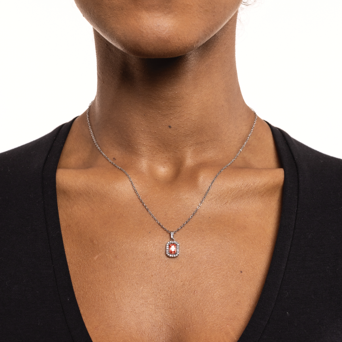 Collana Cristallo Rettangolare Rosso