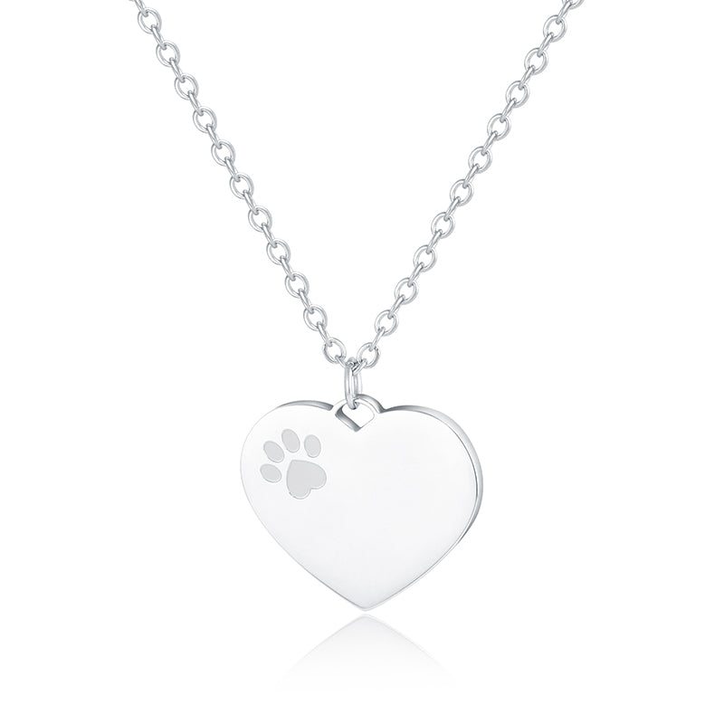 Paw Print Heart Necklace