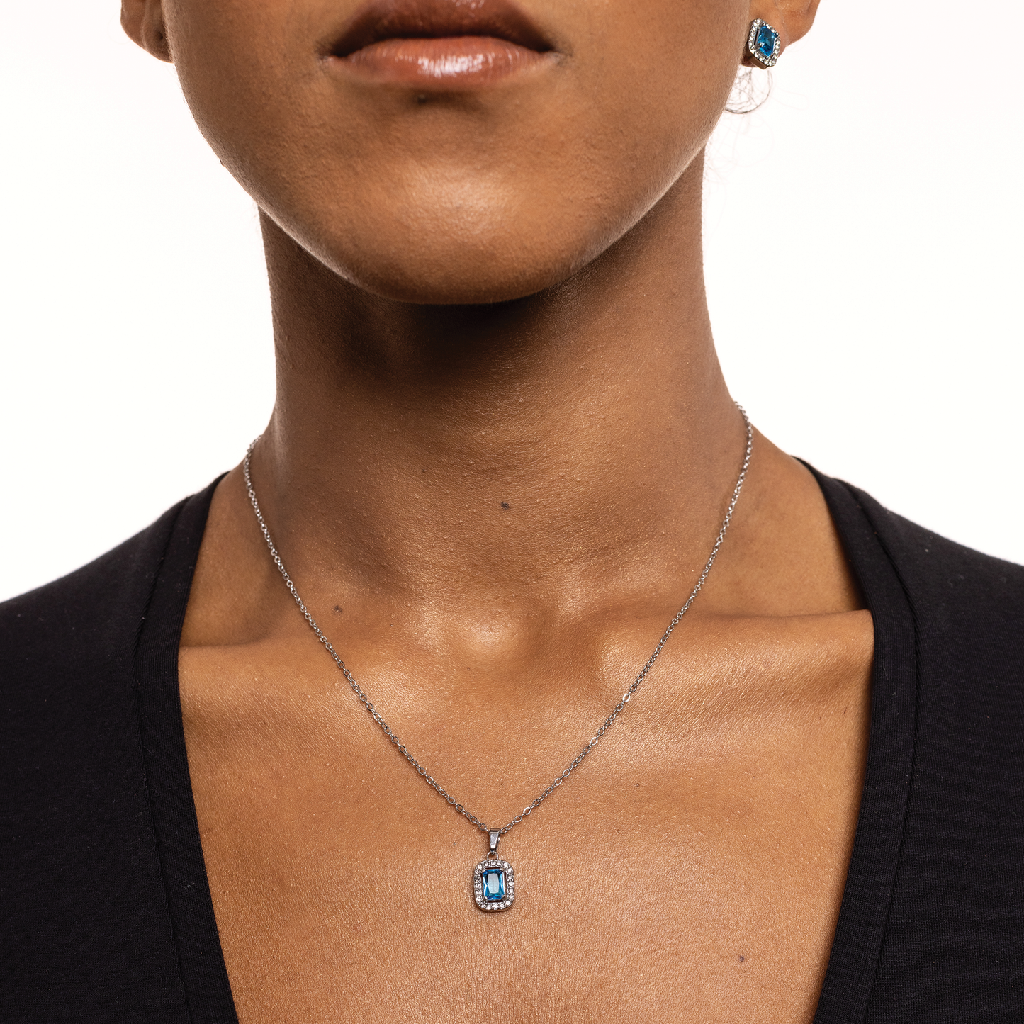 Collana Cristallo Rettangolare Turchese