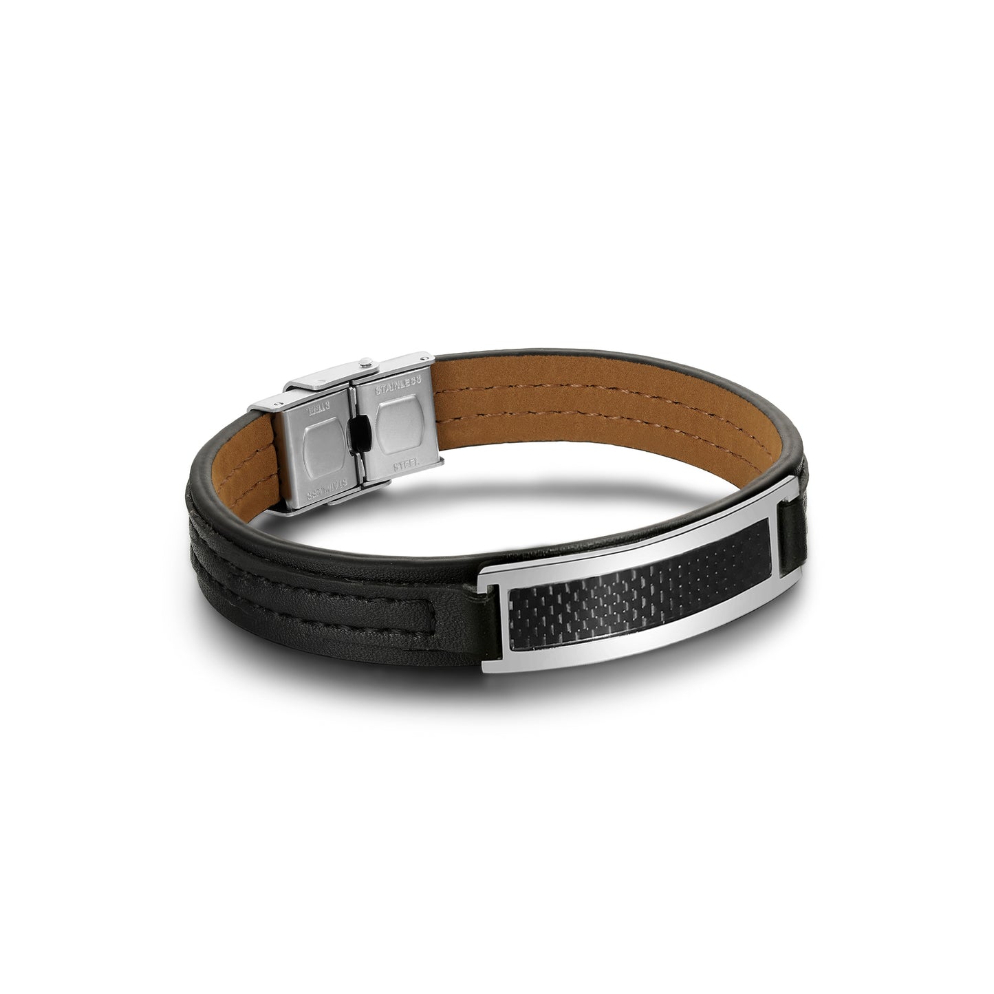 Faux leather bracelet with carbon fiber