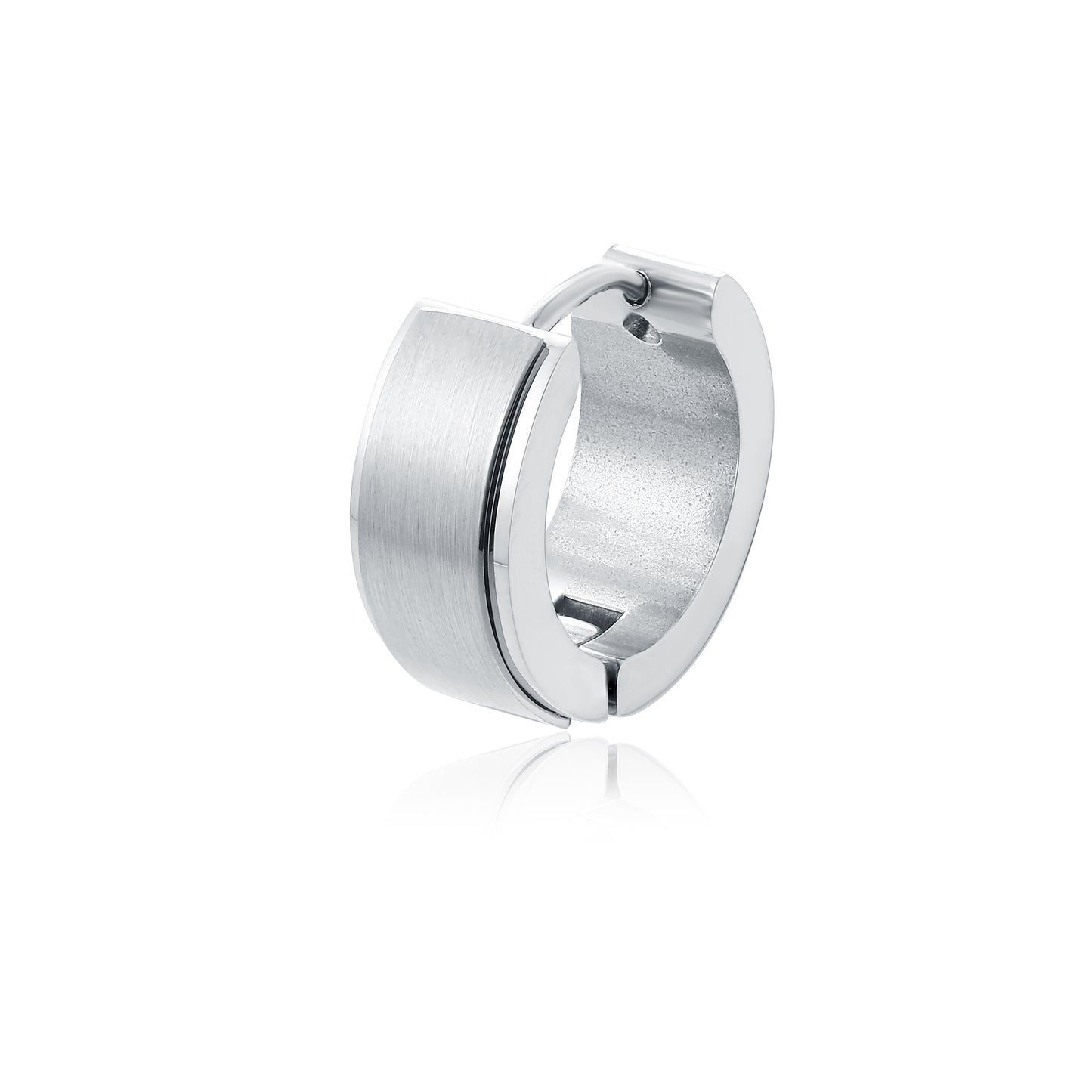 Satin steel snap earring