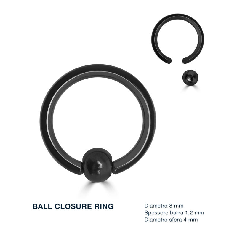 Piercing Ball Closure Ring pvd nero