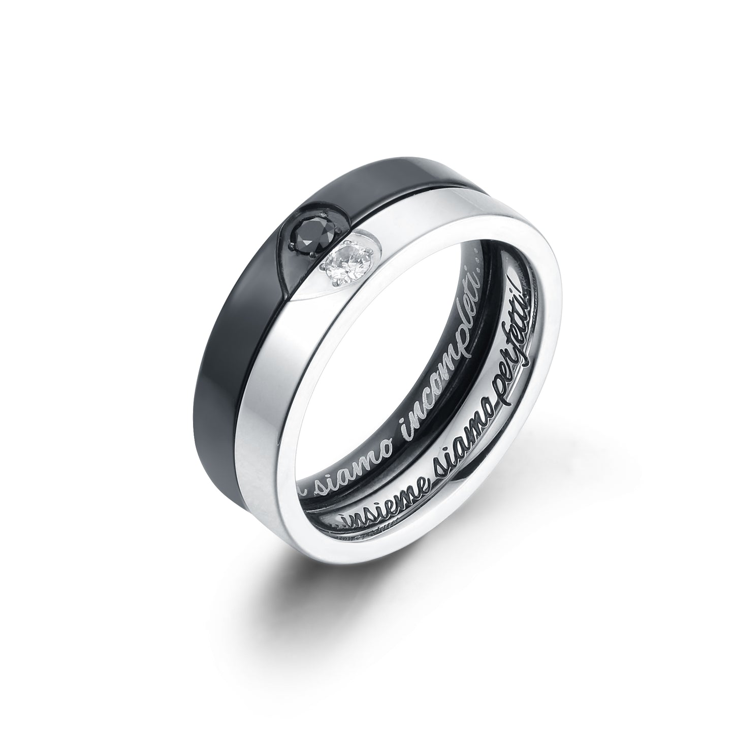 Anello Mezzo Cuore Nero