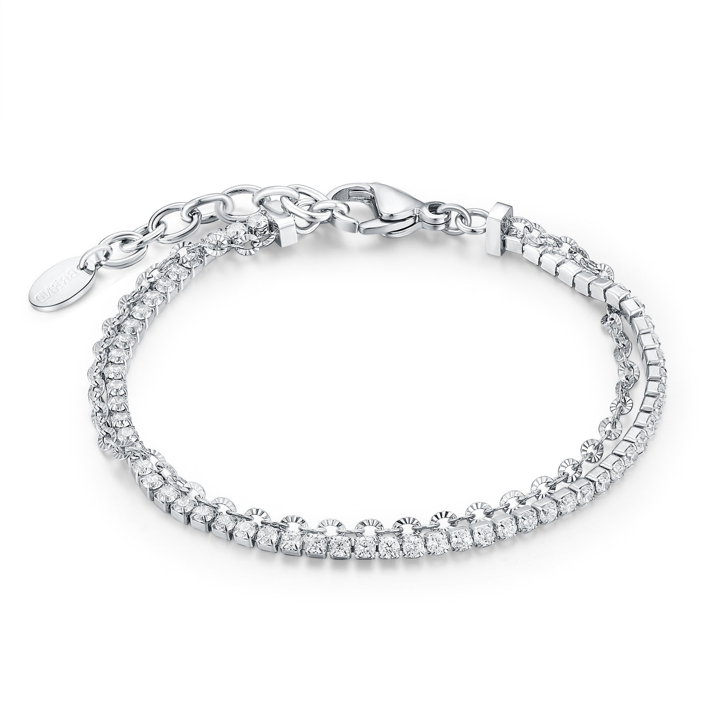 Bracciale Tennis 2mm con catena flower