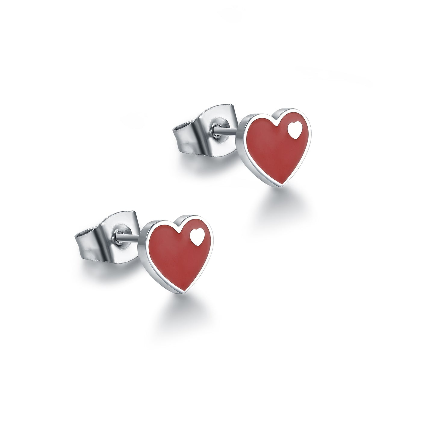 Orecchini Cuore Smalto Rosso