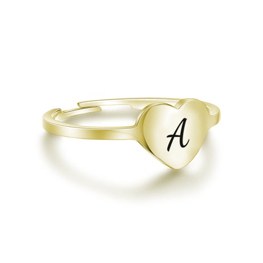 Anello Cuore Dorato Lettera