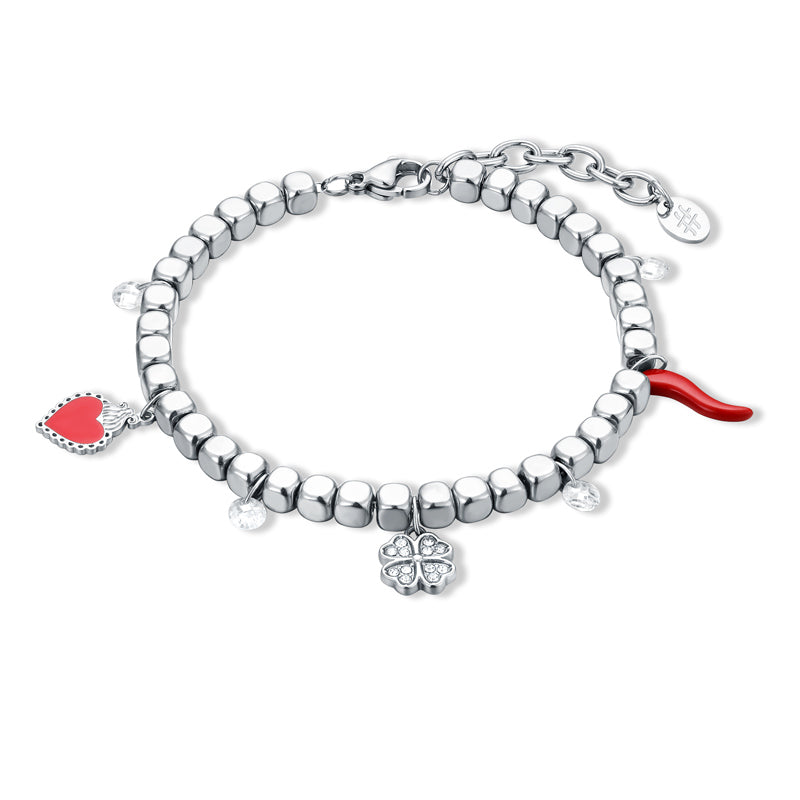 Bracciale Cuore Quadrifoglio e Cornetto