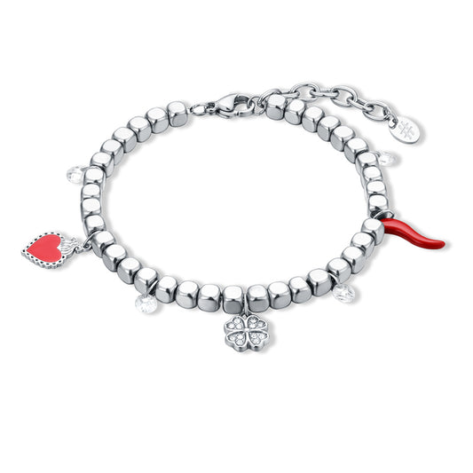Bracciale Cuore Quadrifoglio e Cornetto