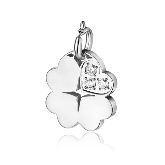 Charm Quadrifoglio con Cristalli Bianchi