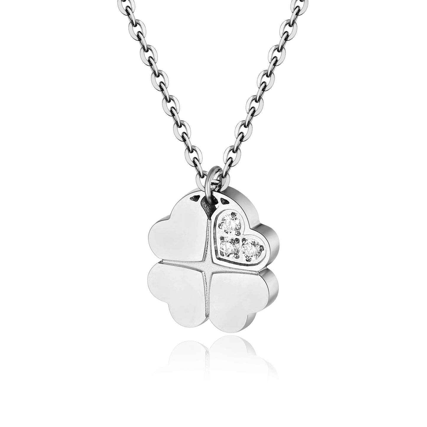 Collana Quadrifoglio con Cristalli Bianchi