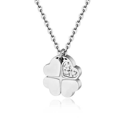 Collana Quadrifoglio con Cristalli Bianchi