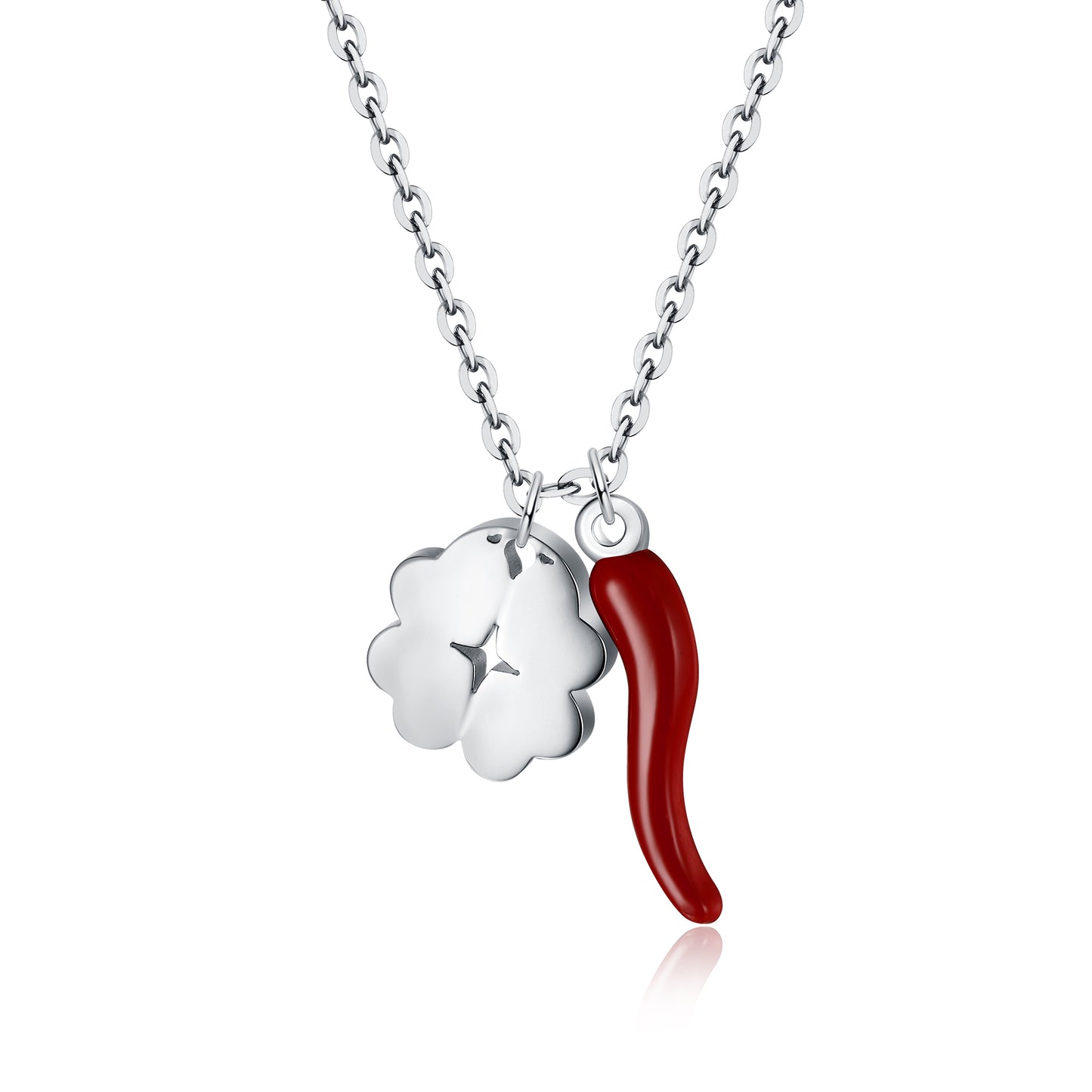 Collana Cornetto e quadrifoglio