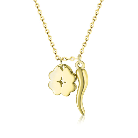 Collana Cornetto e quadrifoglio
