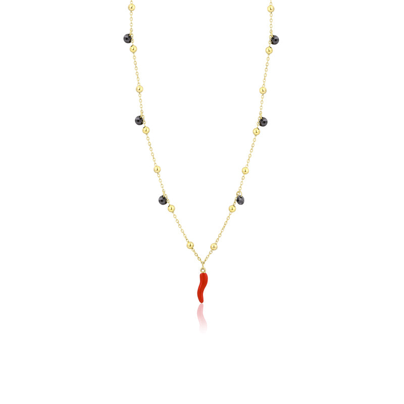 Collana Cornetto e Cristalli Gold