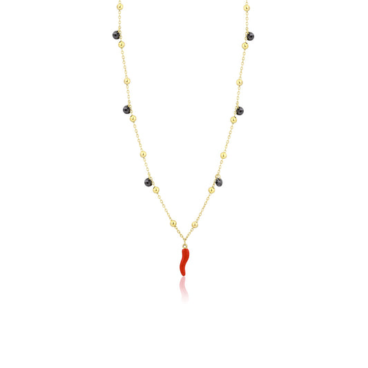Collana Cornetto e Cristalli Gold