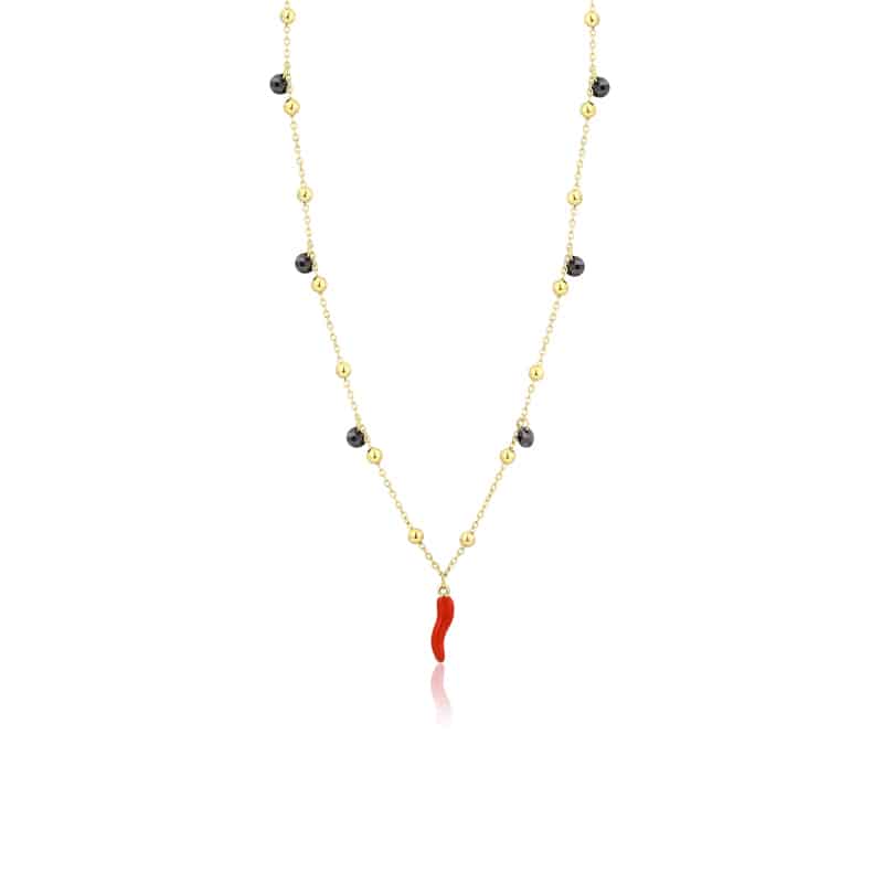 Collana Cornetto e Cristalli Gold