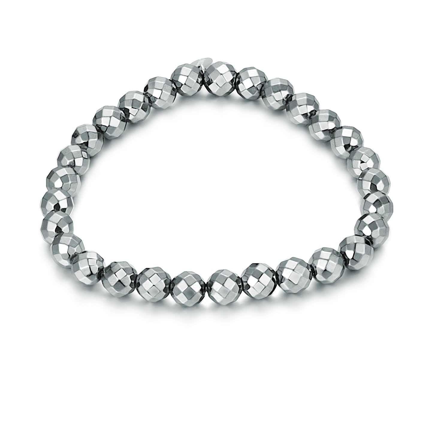 Bracciale Medie Sfere Sfaccettate Ematite Rodiata
