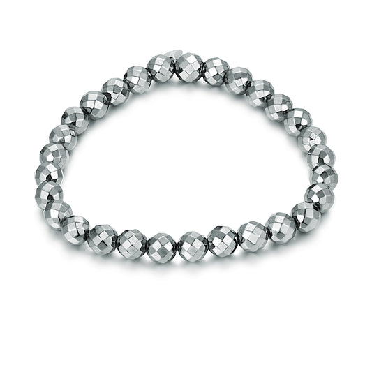 Bracciale Medie Sfere Sfaccettate Ematite Rodiata