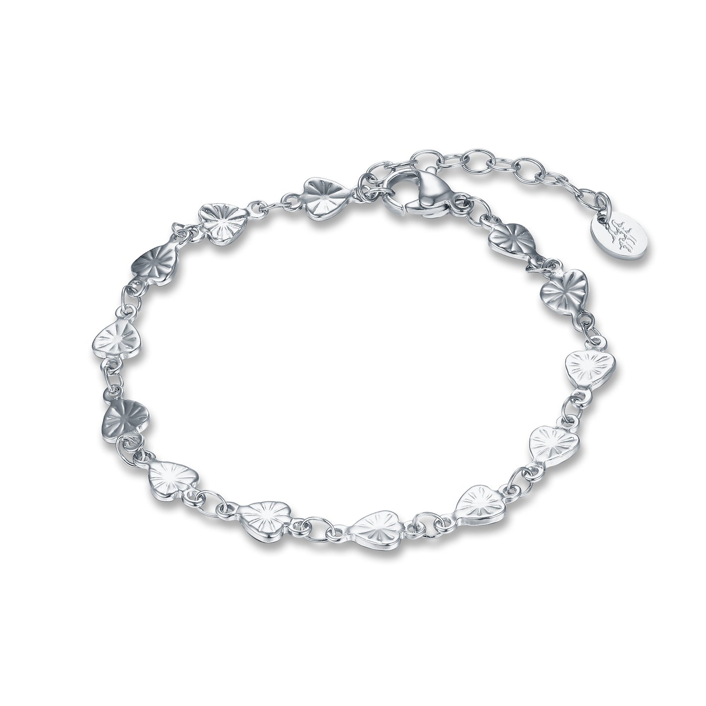 Bracciale Catena a Cuori Sfaccettati