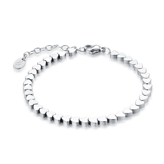 Bracciale Cuori in Ematite Rodiata
