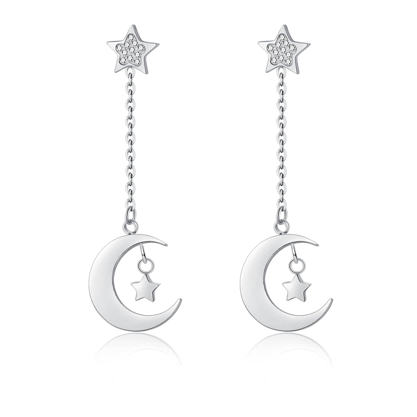 Orecchini Pendenti Luna e Stelle