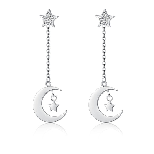 Orecchini Pendenti Luna e Stelle